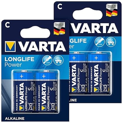 Varta LONGLIFE POWER BABY C LR14 1.5V Alkaline Battery Pack of 4 Varta LONGLIFE POWER BABY C LR14 1.5V Alkaline Battery Pack of 4