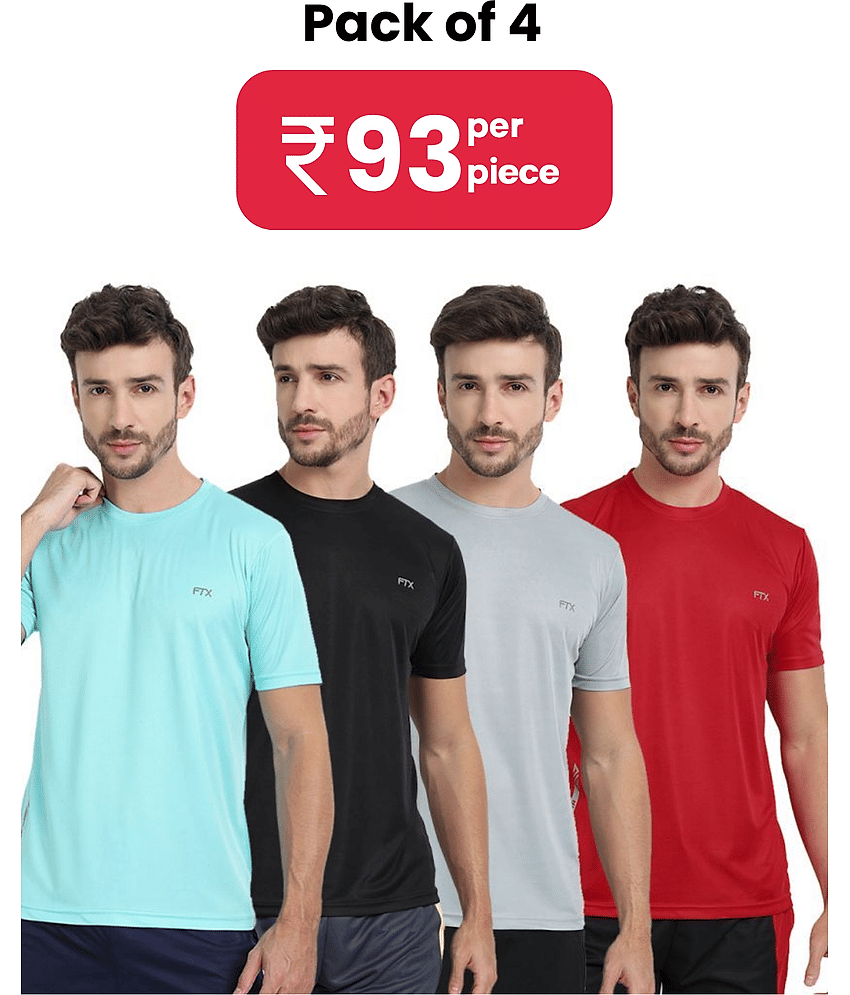 FTX Pack of 4 Polyester Regular Fit Men's T-Shirt ( Multicolor8 )