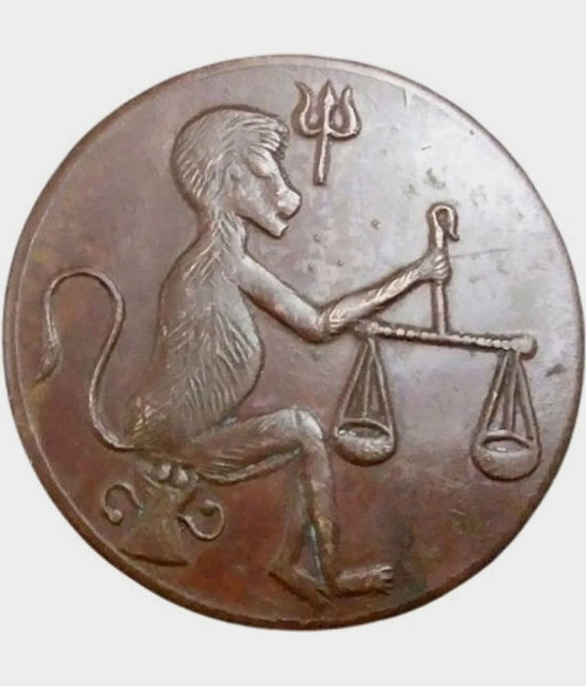 Monkey Taraju "OM" East India Co.1839 Copper Coin