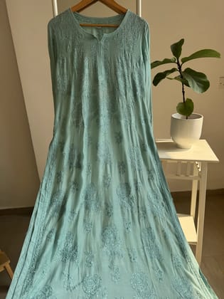 Muslin Chikankari Kurti with Mukaish work - Tiffny-Tiffny / Muslin / L