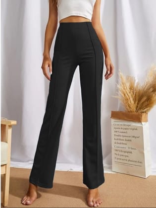 Womens Polyester Solid Regular Fit Pant Size M (Black)