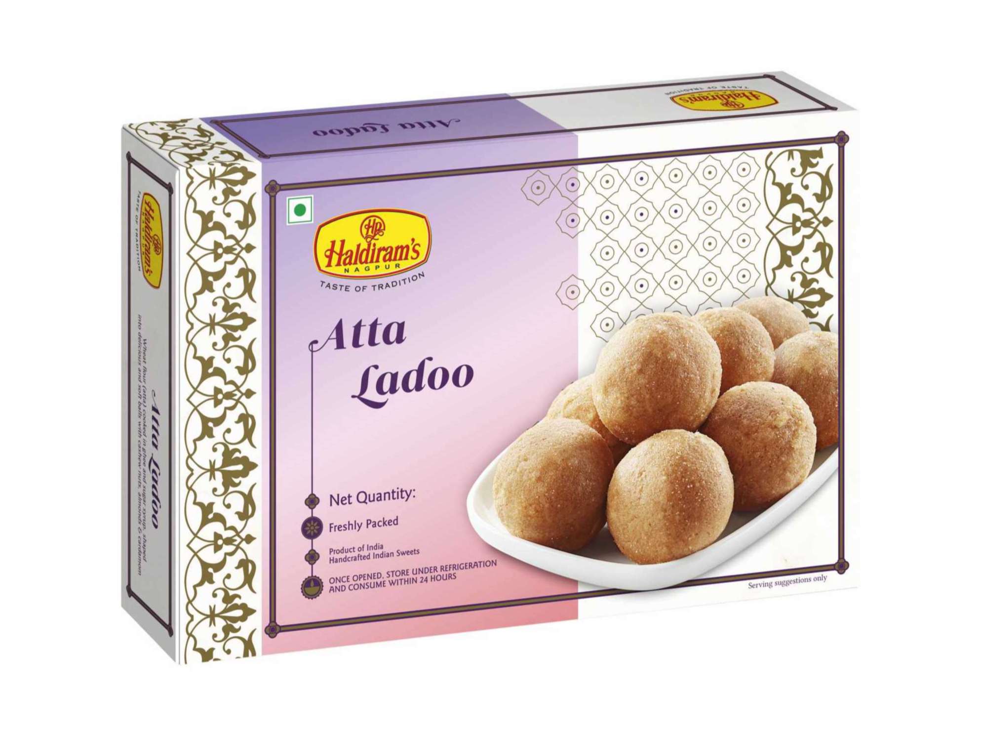 Haldiram's Atta Ladoo Packed Sweets - 250 Gm - Pack of 2