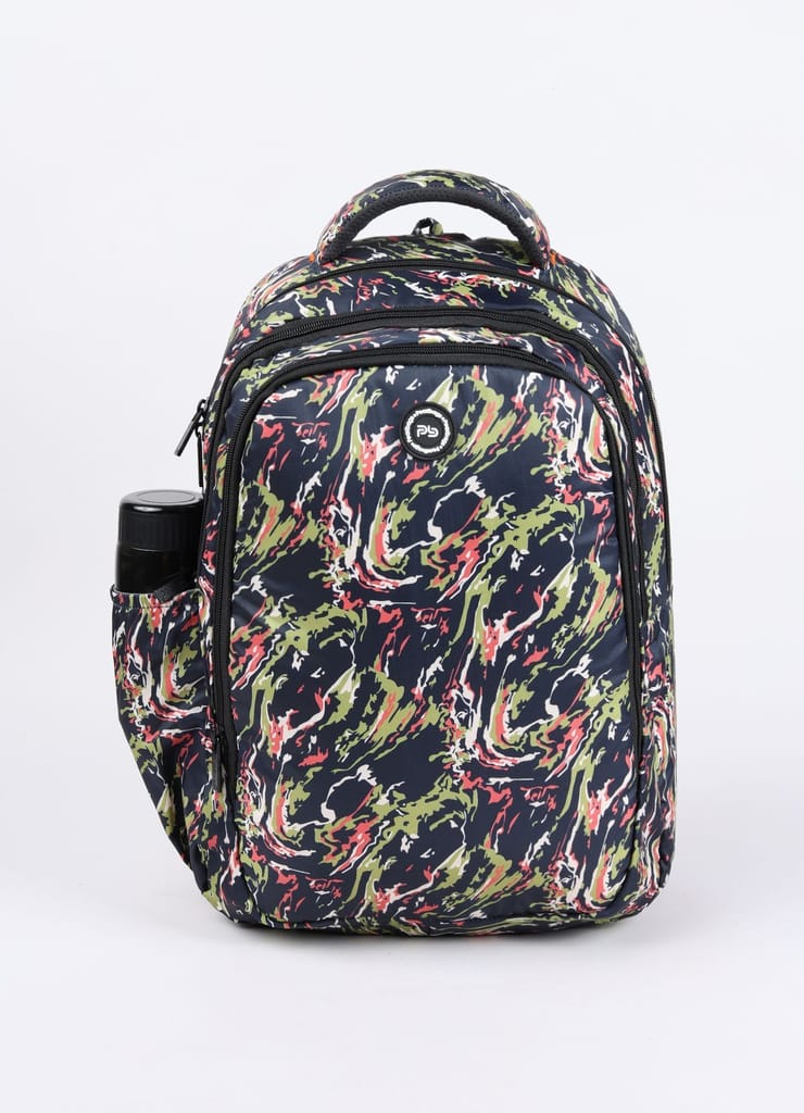 PB Pearlbags Archer 22L printed Laptop Backpack , 3 Compartments, Bottle Holder, Organizer, Premium Fabric, Water Resistant Anti Theft , School & College Bag for Boys and Girls, Office & Travel Bag for Men and Women