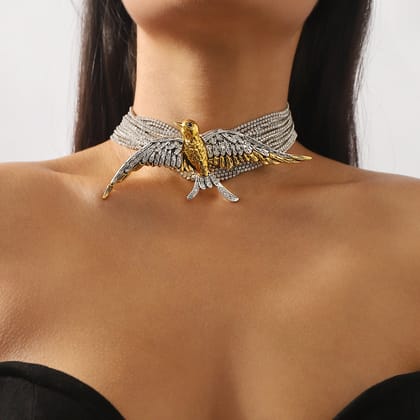 Brid Rhinestone 18K Gold Silver Plated Anti Tarnish Choker Necklace For Women
