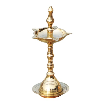 Brass Kerala Fancy Deepak, Oil Lamp No. 1  - Elegant Brass Deepak for Daily Puja, Height : 5.9 Inch (FMAS642 M)