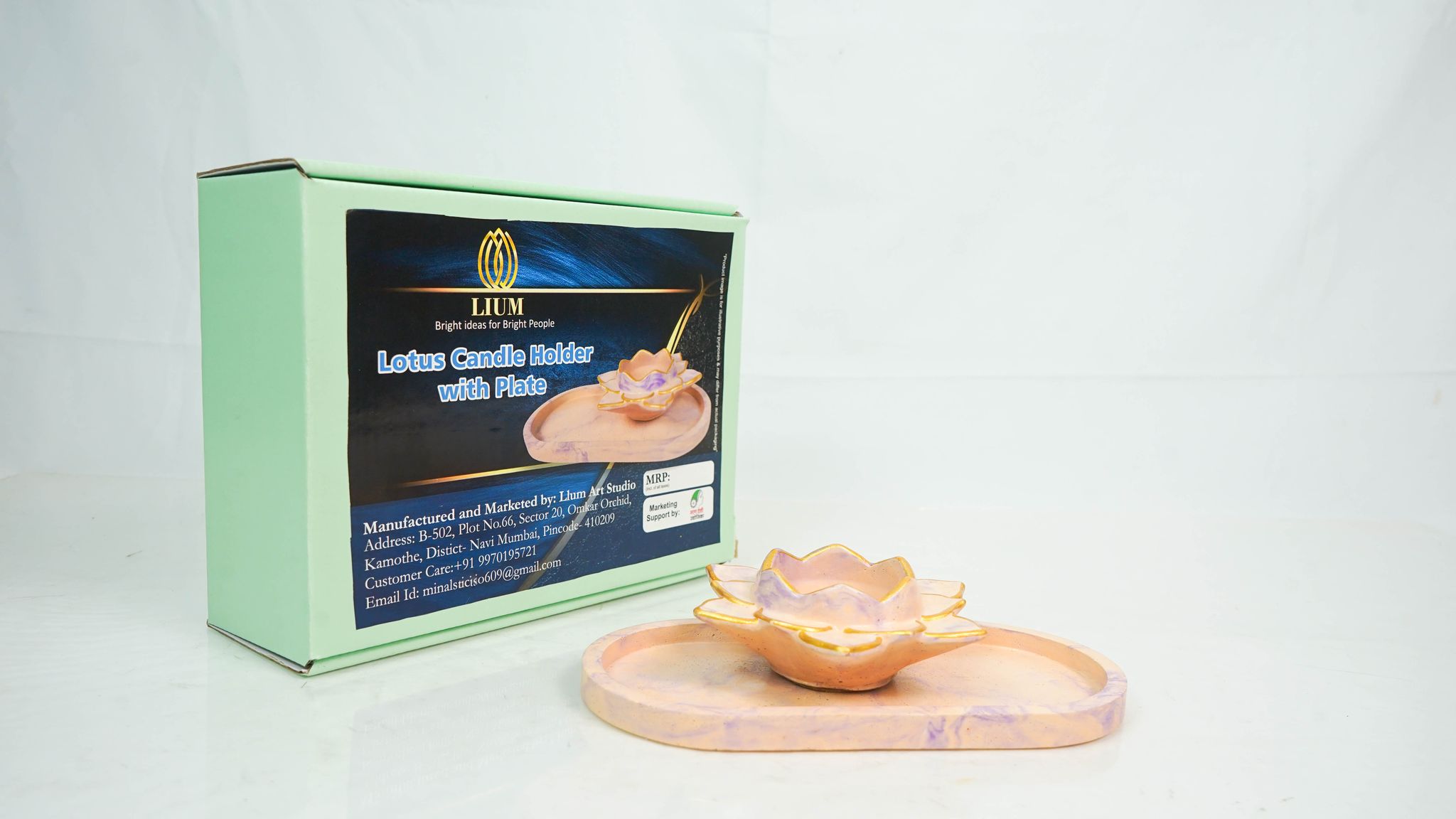 Lotus Candle Holder with Plate | Handcrafted Decorative Candle & Diya Décor