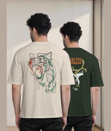 BULLMER Pack of 2 Cotton Blend Oversized Fit Men's T-Shirt ( Mustard )