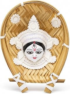 Sholapith Maa Durga Wall Hanging 8x6 Inch | Pooja Room Decoration Items for Home Mandir | Handmade Bengali Puja Decor Showpiece | Durga Puja & Griha Pravesh Gift