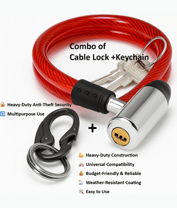 Heavy Duty Anti-Theft– Strong Spiral Cable Lock and keychain for Bicycle Bike Cycle, Scooter, Helmet, Motorcycle and Luggage | Multipurpose Locks for Electric Bike, Travel & Road Bikes | Portable, Lightweight, Budget-Friendly Locks with keys