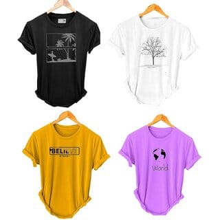 (Pack Of 4) Fashlook Printed T-Shirts for Men - Stylish & Comfortable Casual Wear (Multicolor)