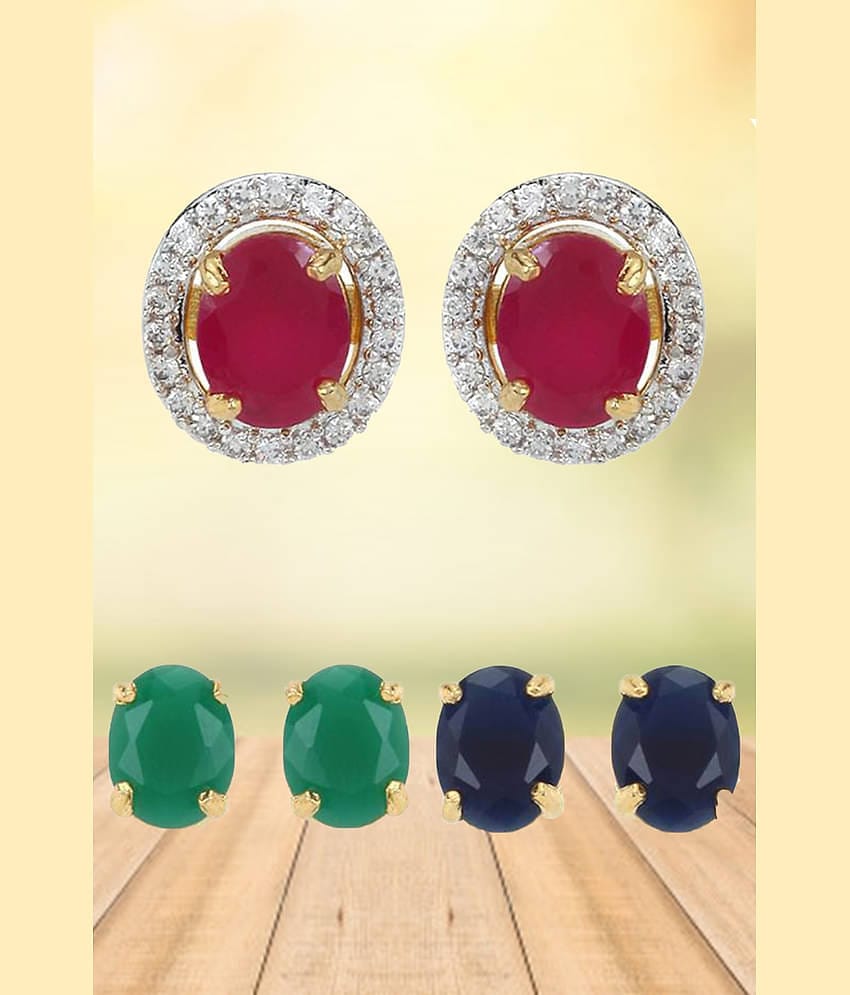 YOUBELLA Multi Color Stud Earrings ( Pack of 1 )