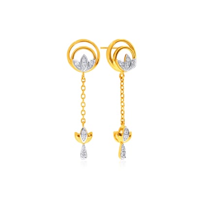 Senco Gold Symbol of Purity Diamond Drop Earrings (2.8 gram / 0.11 Ct / HI-SI / 14K Yellow Gold)
