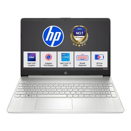 HP 15s, 12th Gen Intel Core i5-1235U Laptop (8GB DDR4, 512GB SSD) Anti-Glare, 15.6"/39.6cm, FHD, Win 11, MS Office 21, Silver, 1.69kg, Intel UHD Graphics, Backlit KB, HD Camera, fq5329tu/FY5008TU HP 15s, 12th Gen Intel Core i5-1235U Laptop (8GB DDR4, 512
