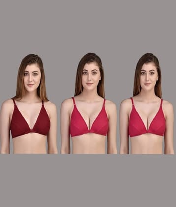 Zourt Pack of 3 Cotton Non Padded Women's Minimizer Bra ( Multicolor )