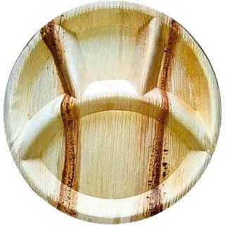 Areca leaf (Supari patta) 4 Compartment Plate - 14 Inches - 10 pcs