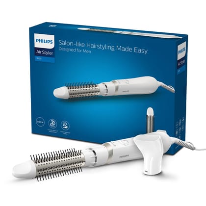 Philips BHA301/10 Men'S Air Styler For Salon-Like Hairstyling, 800 Watts With Care Setting , White