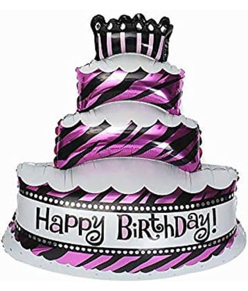 Happy Birthday Cake Shape Foil Toy Balloon (Pack of 1) - Multi Color