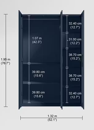 Neolite 3-Door Steel Almirah (Textured Bluejay)