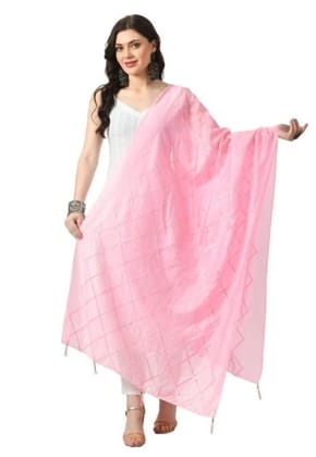 Women's Chanderi Self Degine Dupatta (Pink)-PID51264