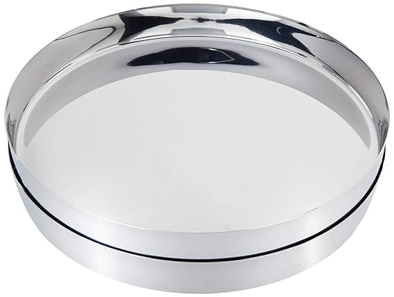 Solimo Miriel Stainless Steel Dinner Plate Set (2 Pieces, 28 Cm Dia, Straight Deep Wall Design)