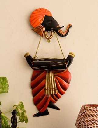 Lord Ganesha playing Dholak Wall Hanging