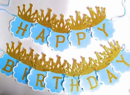 Balloonistics Glitter Crown Happy Birthday Card Board Banner for Boys Birthday/Birthday Decoration Items (Blue) Balloonistics Glitter Crown Happy Birthday Card Board Banner for Boys Birthday/Birthday Decoration Items (Blue)