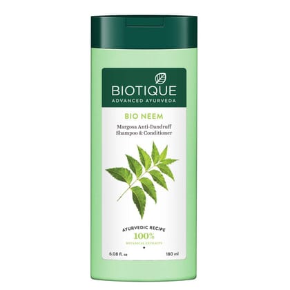 Biotique Fresh Neem Anti Dandruff Shampoo and Conditioner | Controls Dandruff | Eliminates Dryness, Flaking, and Itching | Hair Looks Fresh and Lustrous |Suitable for All Skin Types | 180ml Biotique Fresh Neem Anti Dandruff Shampoo and Conditioner | Cont
