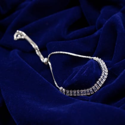 Silver Baguette Tennis Bolo-bracelet