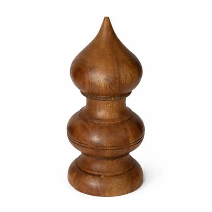 Wooden Kalash Dome – 2.36 × 5.51 Inch (60 × 140 mm) – Non-Polished Teak Wood Pooja Mandir Top – Handcrafted Wooden Finial Decorative Showpiece – Kalasam for Home Temple