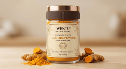 WEKTU Premium Turmeric Powder  Jar | 100% Pure & Natural Haldi | Rich in Curcumin, No Added Colours & Preservatives
