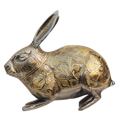 Brass Rabbit Decorative Showpiece Statue for Home & Table Decor, Height : 5.5 Inch (ANMAS146 C)