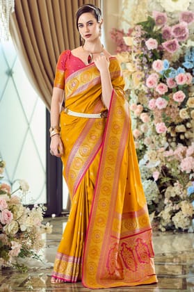 Orange Woven Banarasi Silk Saree