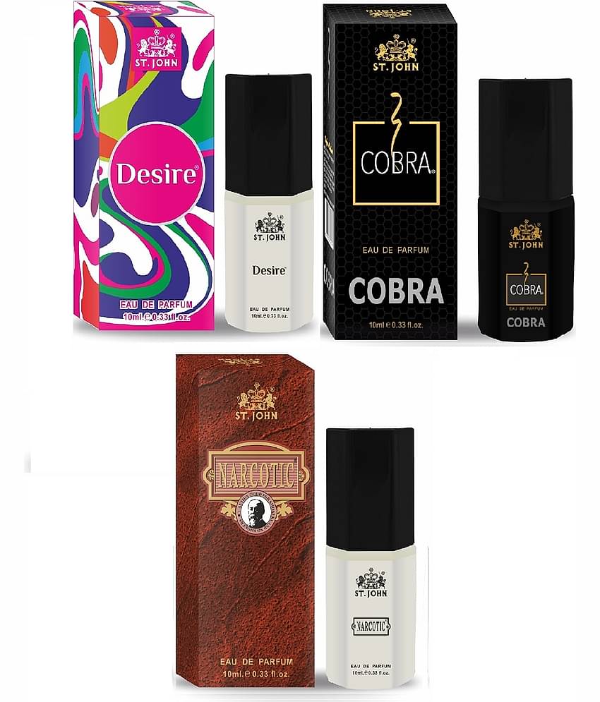 ST.JOHN Cobra ,Narcotic & Desire Pocket Perfume For Men 10ml Each (30ml) - Pack of 3