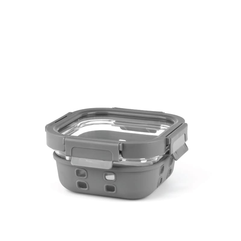 Borosil Klip N Store Plus 520 ml Square Glass Food Storage Container with Air Tight Glass Lid | Transparent