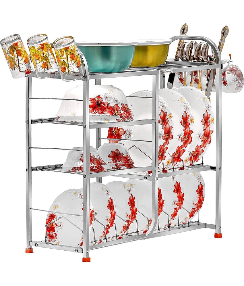 Winstar - Silver Stainless Steel Dish Racks ( Pack of 1 )