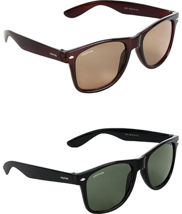 Creature - Brown Square Sunglasses ( Pack of 2 )