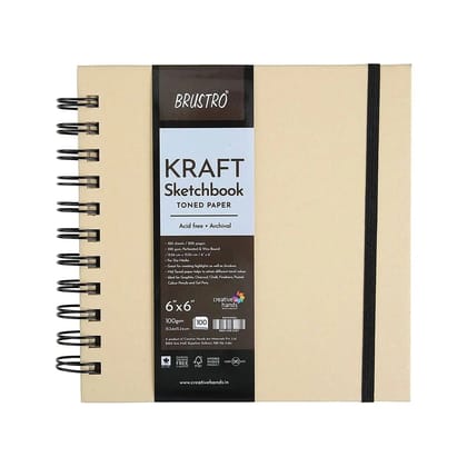 Brustro Kraft Sketchbook Toned Paper 100Gsm-6"X6" / 10400-BRKSW0606