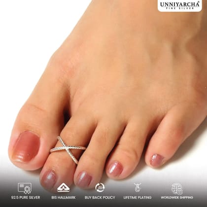 925 Sterling Silver Twisted Wire Toe Ring (Pair)