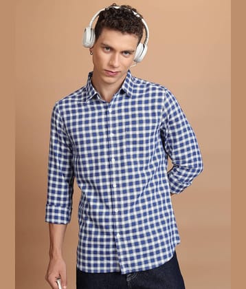 Ketch Cotton Blend Slim Fit Checks Full Sleeves Men's Casual Shirt - Blue ( Pack of 1 )