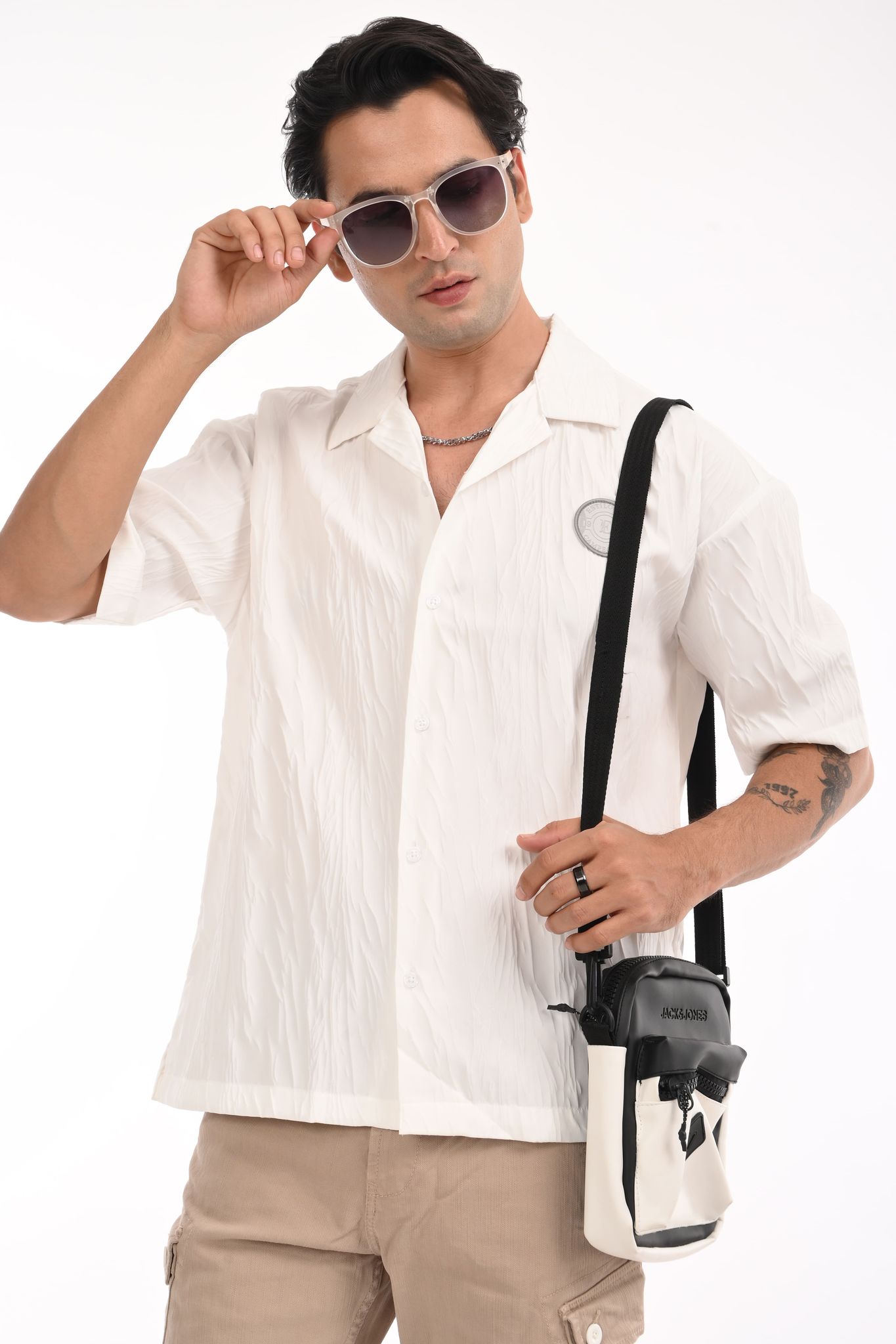 Snow Drift Pastel White Oversized Shirt-S / White