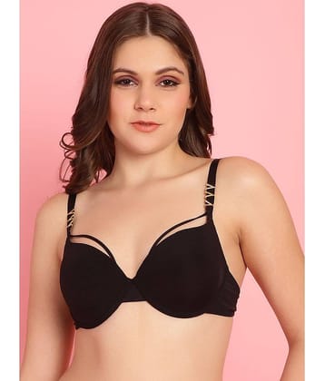 PrettyCat Polyester Lightly Padded Women's Push Up Bra ( Black ) PC-BR-7016-BLK