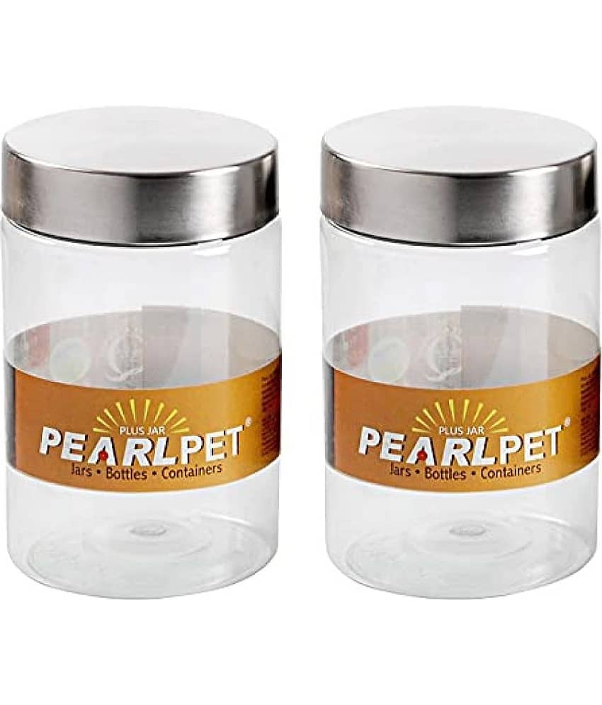 PearlPet PlusJar-2Pcs-1400ml Plastic Transparent Multi-Purpose Container ( Set of 2 )