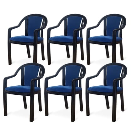 Supreme Furniture Ornate Plastic Cushion Chair with-Arm Suitable for Home, Garden, Office, Living Room, Cafeteria, Restaurant, Hotel, Resort and Indoor(Set of 4, Black-Green)