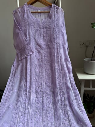 Kota Soft Cotton Chikankari Kurti - Lavander - CHAND Collection-Lavander / Kota cotton / S