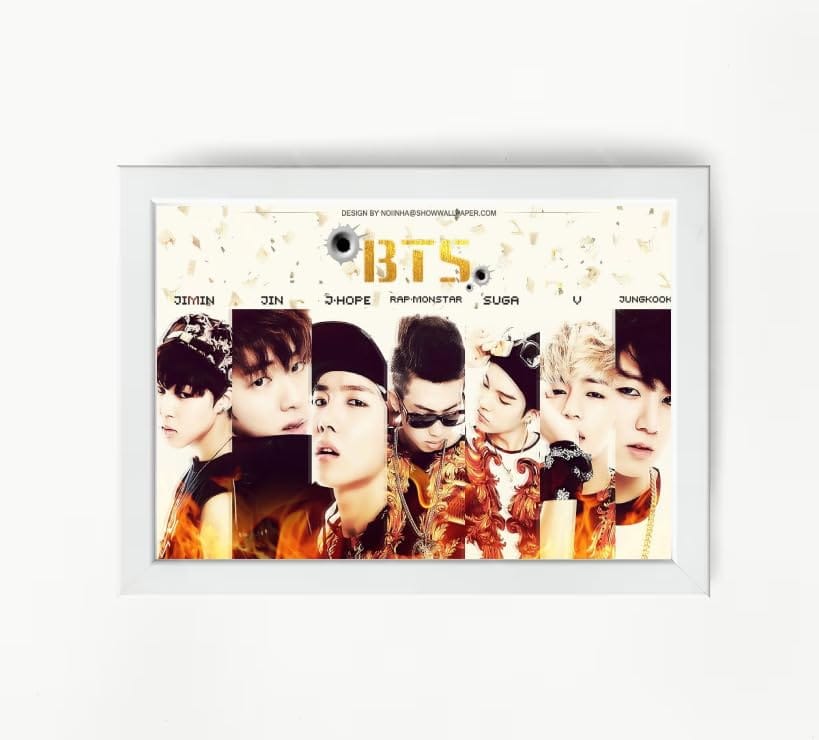 NOKKES Bts Army Bangtan Boy V suga J-Hope Jungkook Jin Jimin Rm 5X7 Inch Size Photo Frame Photo Home Office_EQW261