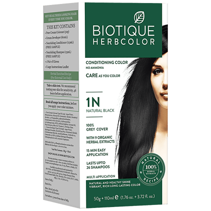 Biotique Herbcolor Conditioning Hair Color - No Ammonia, 1N Natural Black Biotique Herbcolor Conditioning Hair Color - No Ammonia, 1N Natural Black