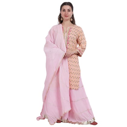 Pink Toned Printed Sharara Set-XS