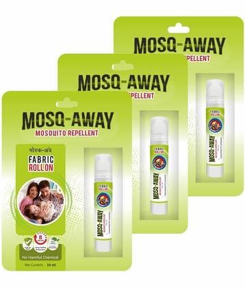 Leeford Mosq-Away Mosquito Repellent - Fabric Roll-On, Safe for Kids (Pack of 3, 10ml Each)