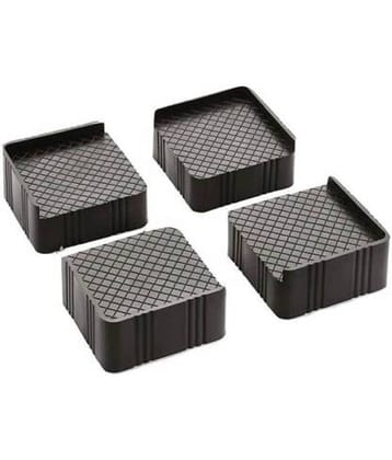 VARNIRAJ Import & Export Plastic Stand for Almirah, Wardrobe, Refrigerator (Grey Black) -Set of 4-Pieces