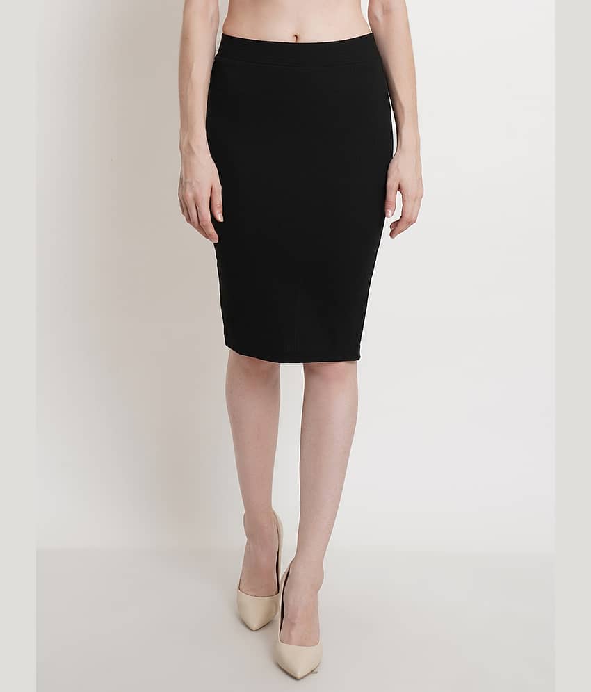 POPWINGS Black Polyester Women's Straight Skirt ( Pack of 1 )